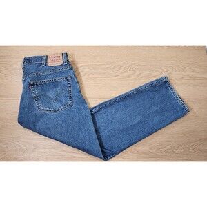 Levis 505 Jeans Men 36x32 Regular Fit Distressed Straight Leg Blue Denim Vtg Y2K